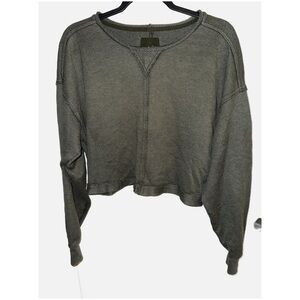 Aerie-Olive Green Women's oversized Long sleeve cropped Top size XS